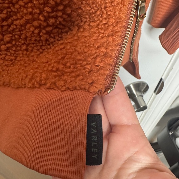 VARLEY oakden rust orange fuzzy crewneck pullover side zippers size small - Picture 5 of 8